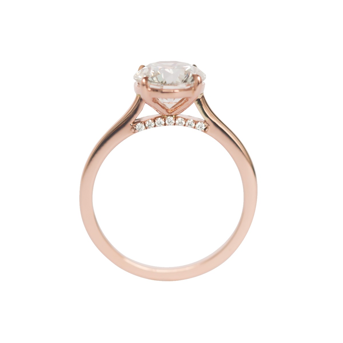 DBK Classic Solitaire Setting With Diamond Bridge Only in Rose Gold