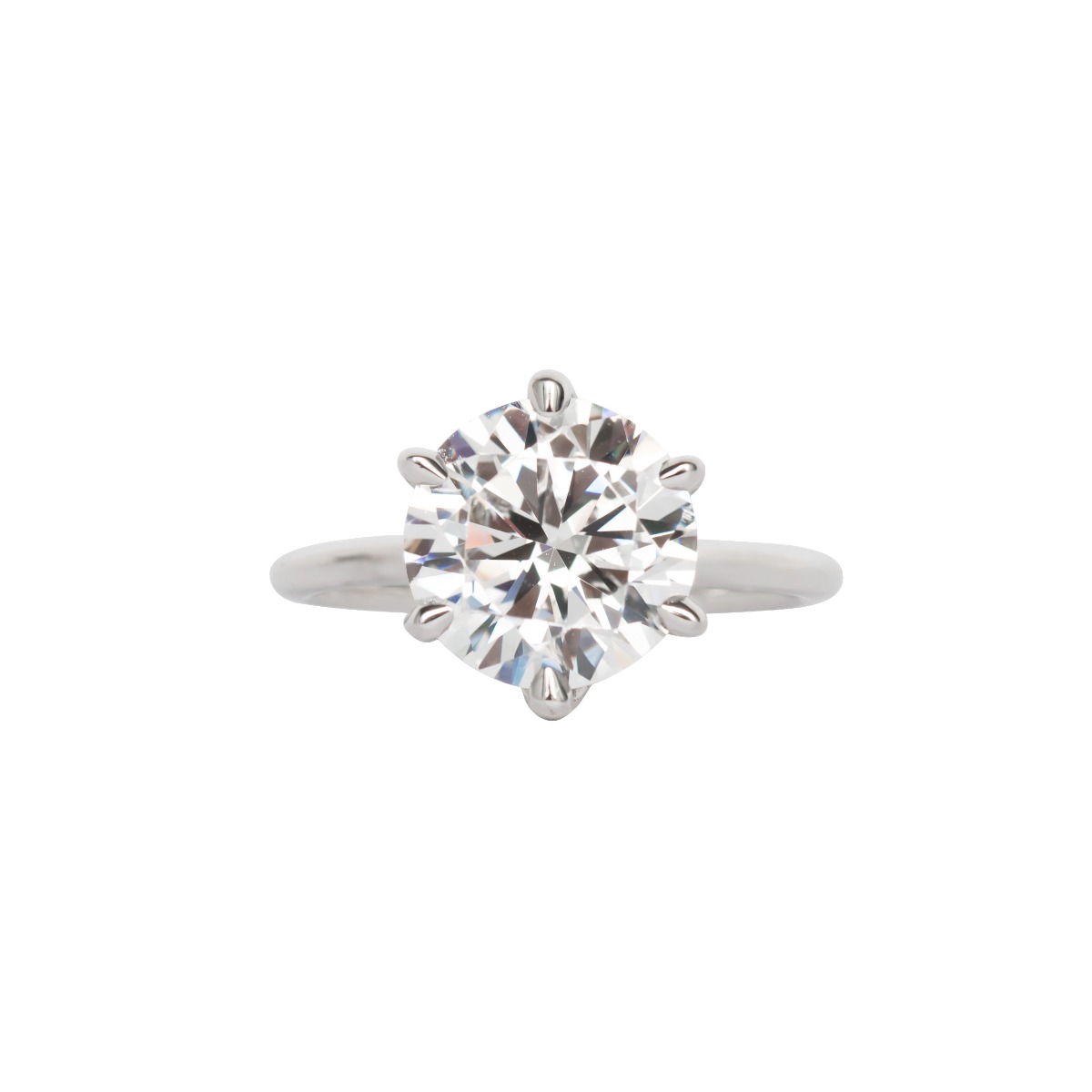 6 Prong Tulip Solitaire Setting With Diamond Bridge In White Gold