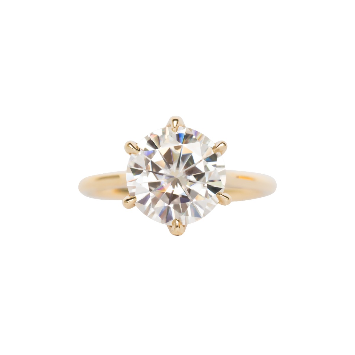 6 Prong Tulip Solitaire Setting With Diamond Bridge In Yellow Gold