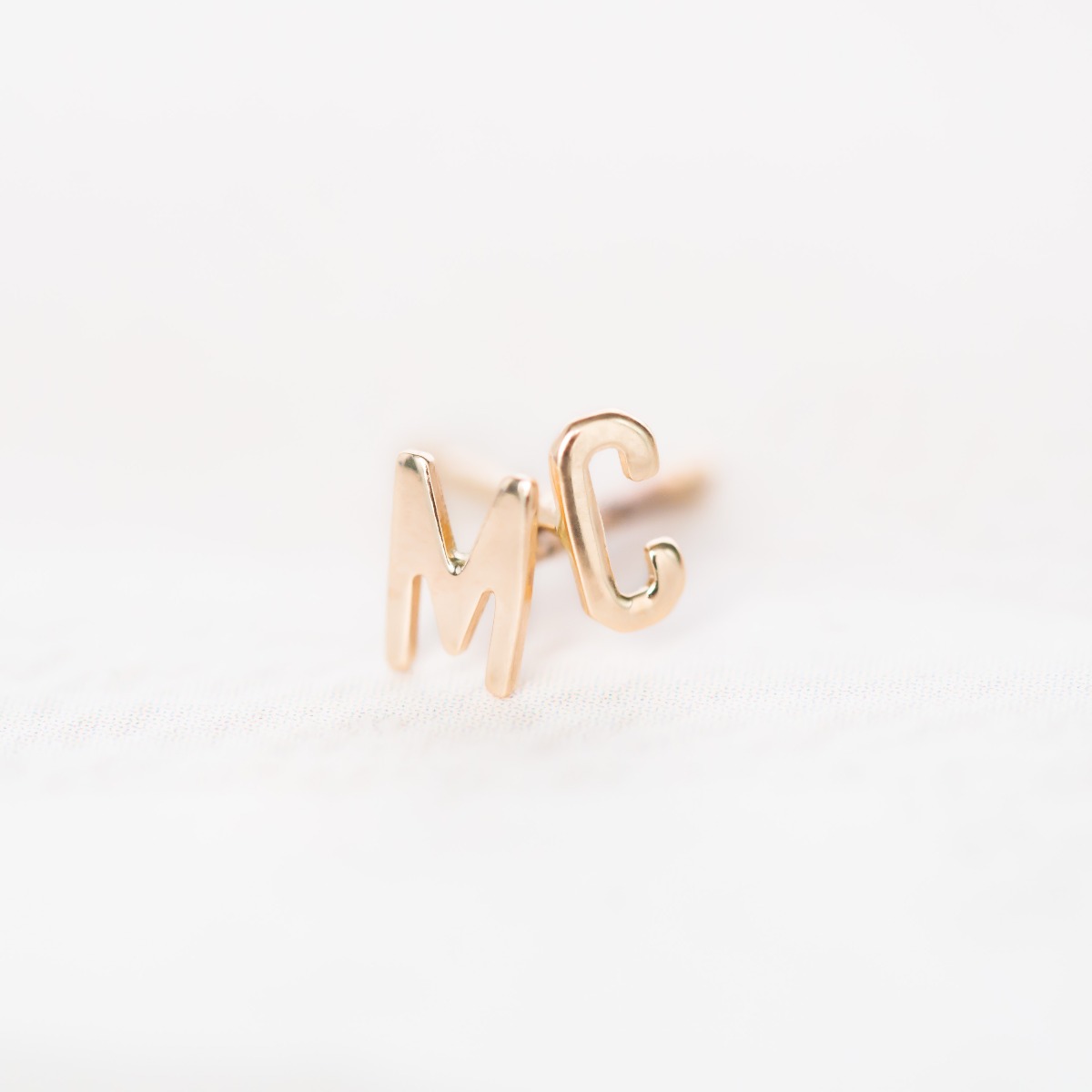 Dainty Initial Stud Earrings in 14k (White or Yellow Gold)