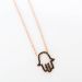 Open Hand Hamsa Necklace With Black Diamonds - Medium