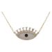 Evil Eye Necklace With Lashes - Diamonds & Mother of Pearl