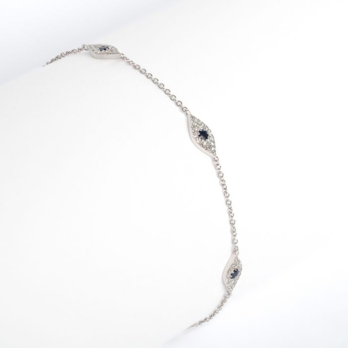 Evil Eye Diamond Sapphire Baby Bracelet